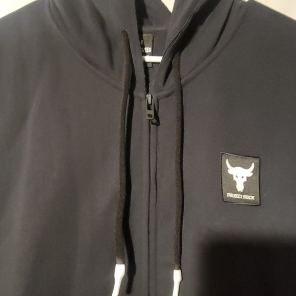 Men's Under Armour Project Rock Hoodie Black Terry Full Zip 1377424-001 Sz XXL - Picture 4 of 6
